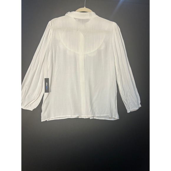 Alice Blue White Lace Collar Button Down Blouse Women's Size L Textured Dreamy - Picture 6 of 6